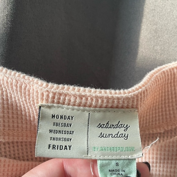 Saturday Sunday by Anthropologie Soft Peach Thermal Long Sleeve Small - Picture 2 of 3